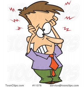 cartoon-frazzled-business-man-holding-his-head-by-ron-leishman-11376